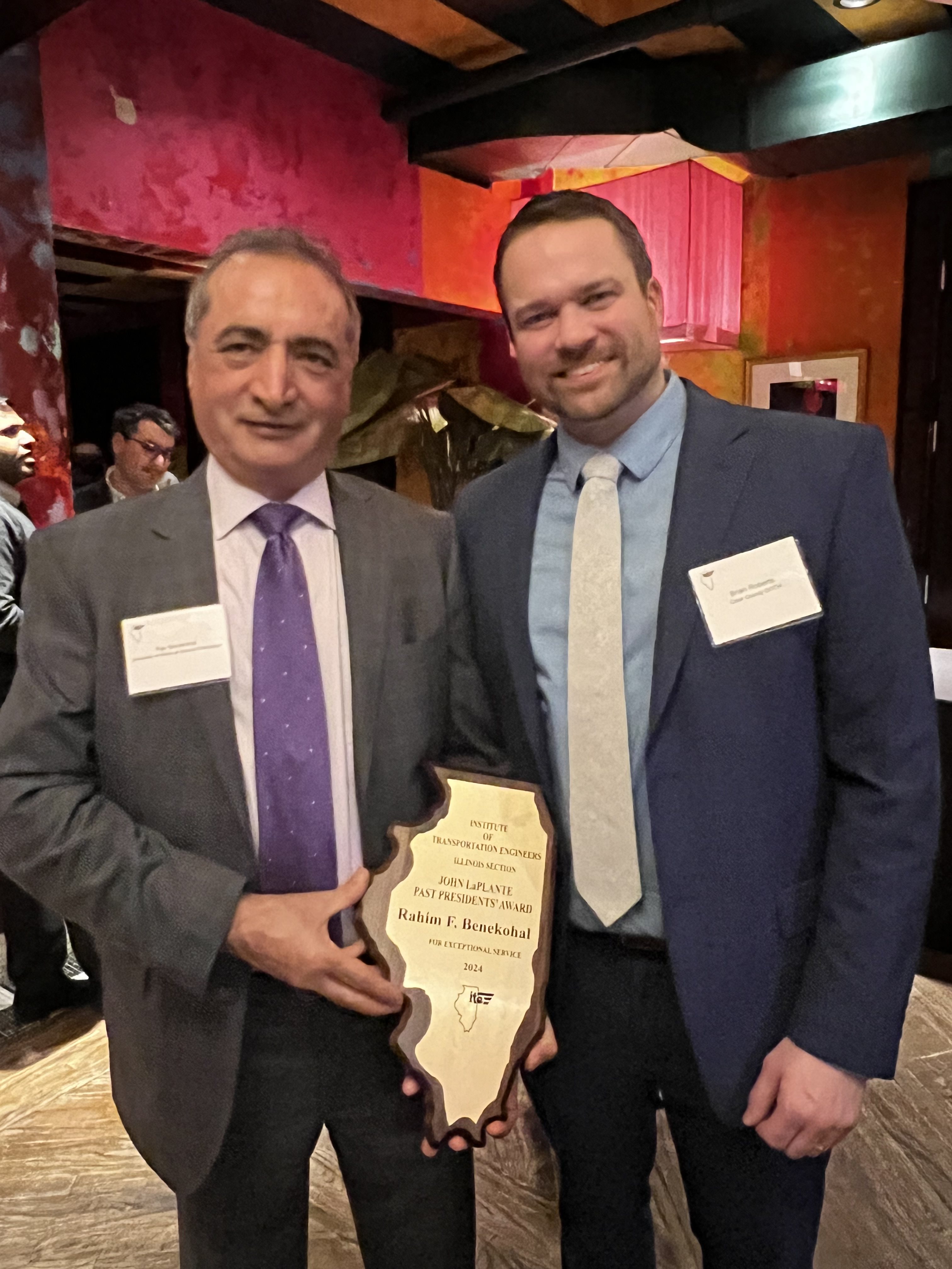 Rahim Benehohal receives ITE award from CEE Alumnus, former student Brian Robers