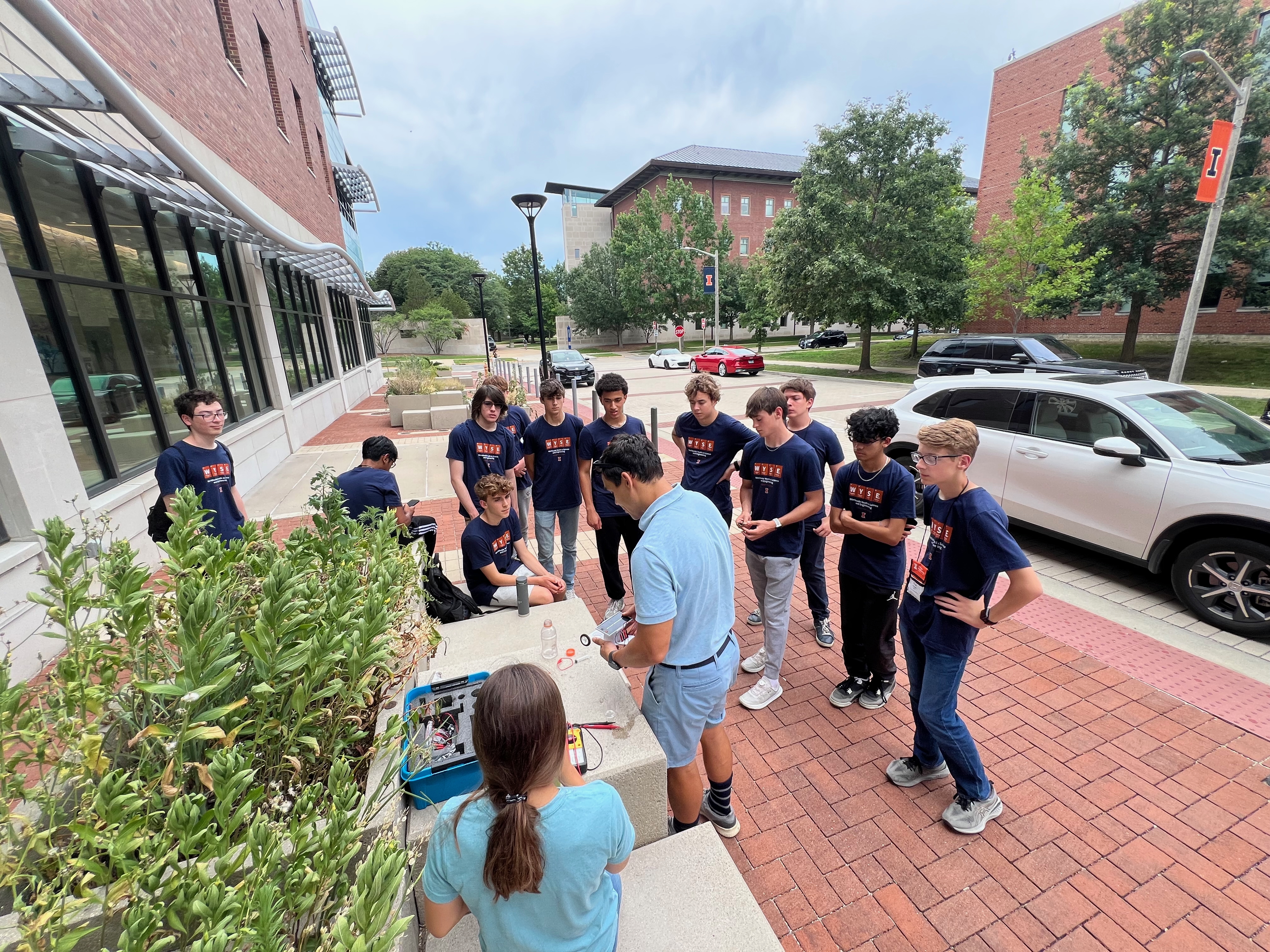 Associate professor Roman Makhnenko teaches campers about different kinds of renewable energy as part of CEE's modeule in the 2025 EYO Camp session.