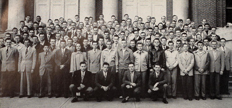 As the only woman in the ASCE club in 1949, Hauser stands out in the second row.
