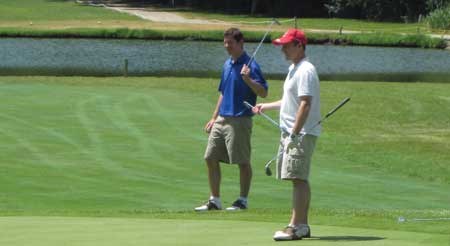 Two people on the old golf green