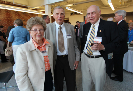 Elaine and Bill Hall visit with Daniel Halpin