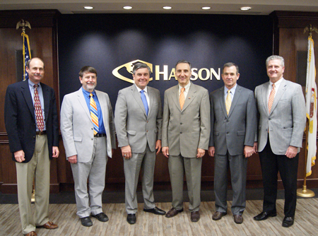 group photo taken on a visit by university of Illinois personnel to Hanson Professional Services 