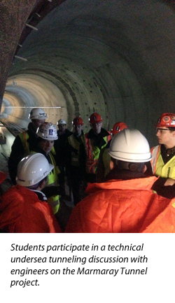 students view a tunnel project