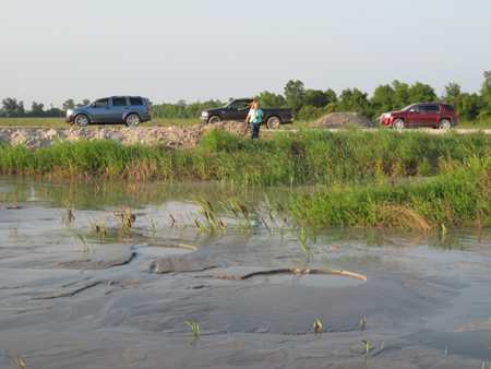 sand boils in the flood zone