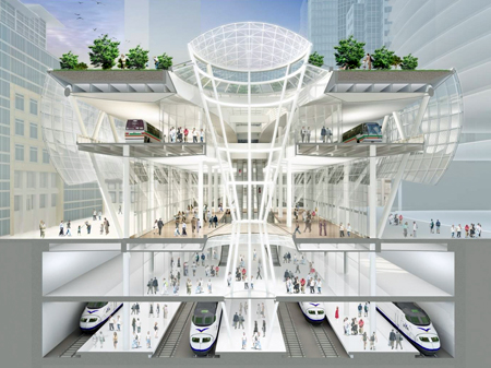 Architectural rendering of the Transbay Transit Center.
