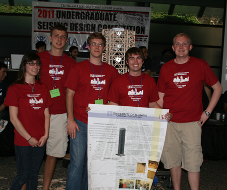 Students of the Earthquake Engineering Research Institute student chapter at Illinois 