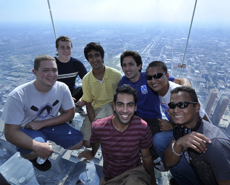 Students enjoy the Ledge at Willis Tower in Chicago
