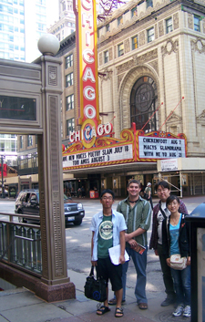 The winning team during the APSS'09 Chicago scavenger hunt, designed to teach students about the skyscraper and the history of the built environment: (from left) Jongdae Jung, Glen Wieger, Masaki Higuchi, and Tao Li.
