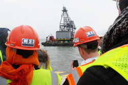 Students are shown a sea dredger in Altinova, Turkey