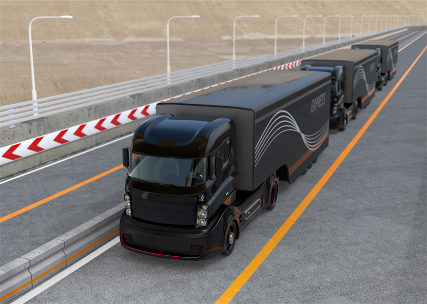 Example of an autonomous truck platoon. The distance between human-driven trucks on the highway is approximately 200 feet. With autonomous truck platoons, that space is expected to decrease to around 50 feet. The reduced spacing will decrease drag &mdash; or air resistance &mdash; on the trailing trucks, which is expected to increase fuel savings between 5 and 15 percent.