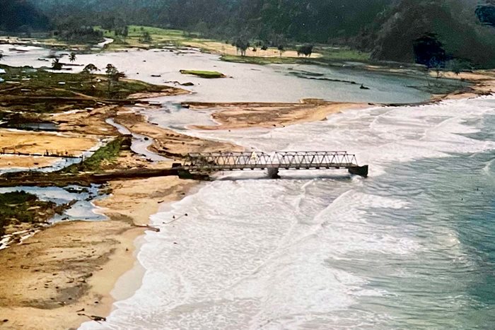The coastal highway bridge, destroyed by the tsunami.&nbsp;