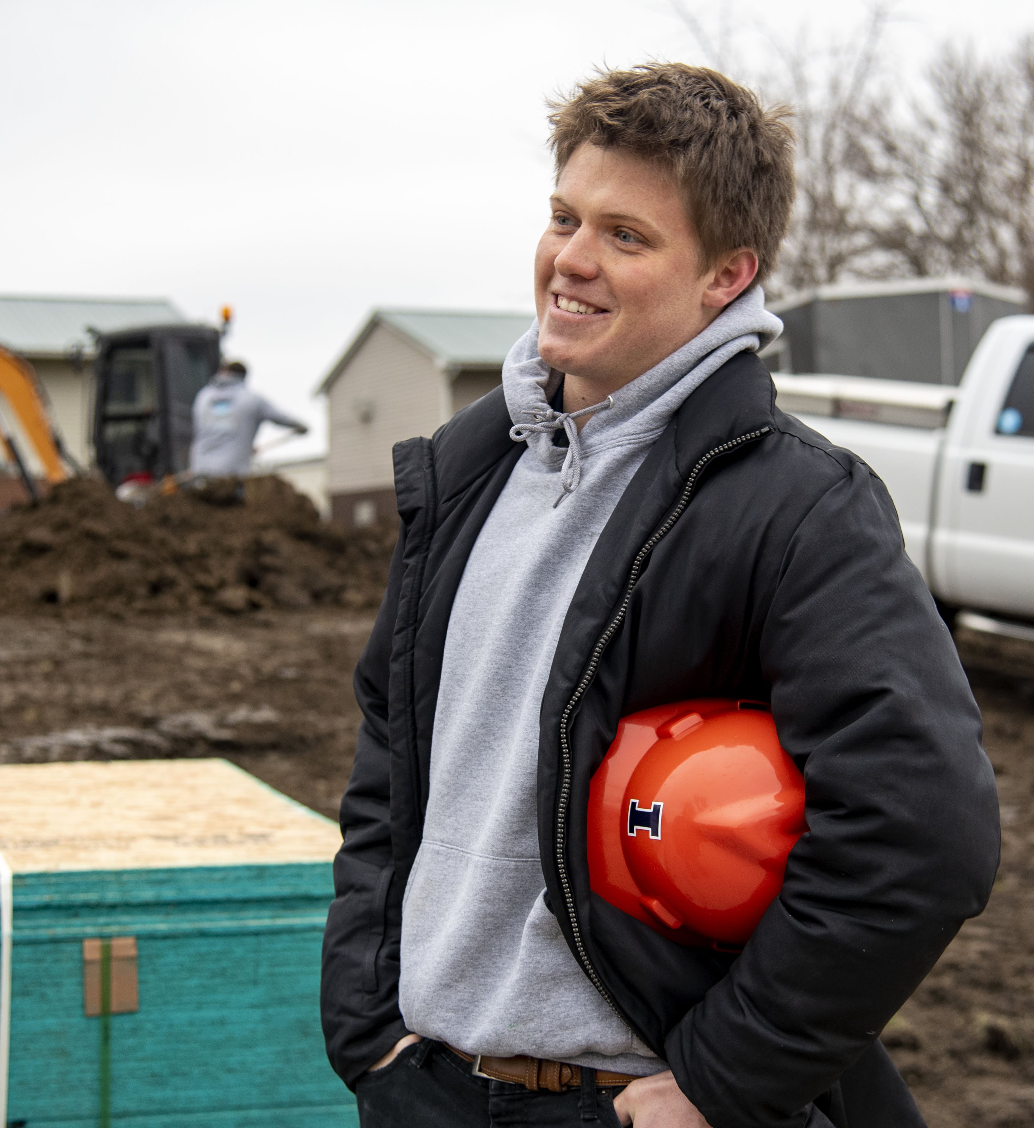 Luke Somerville at the construction site.