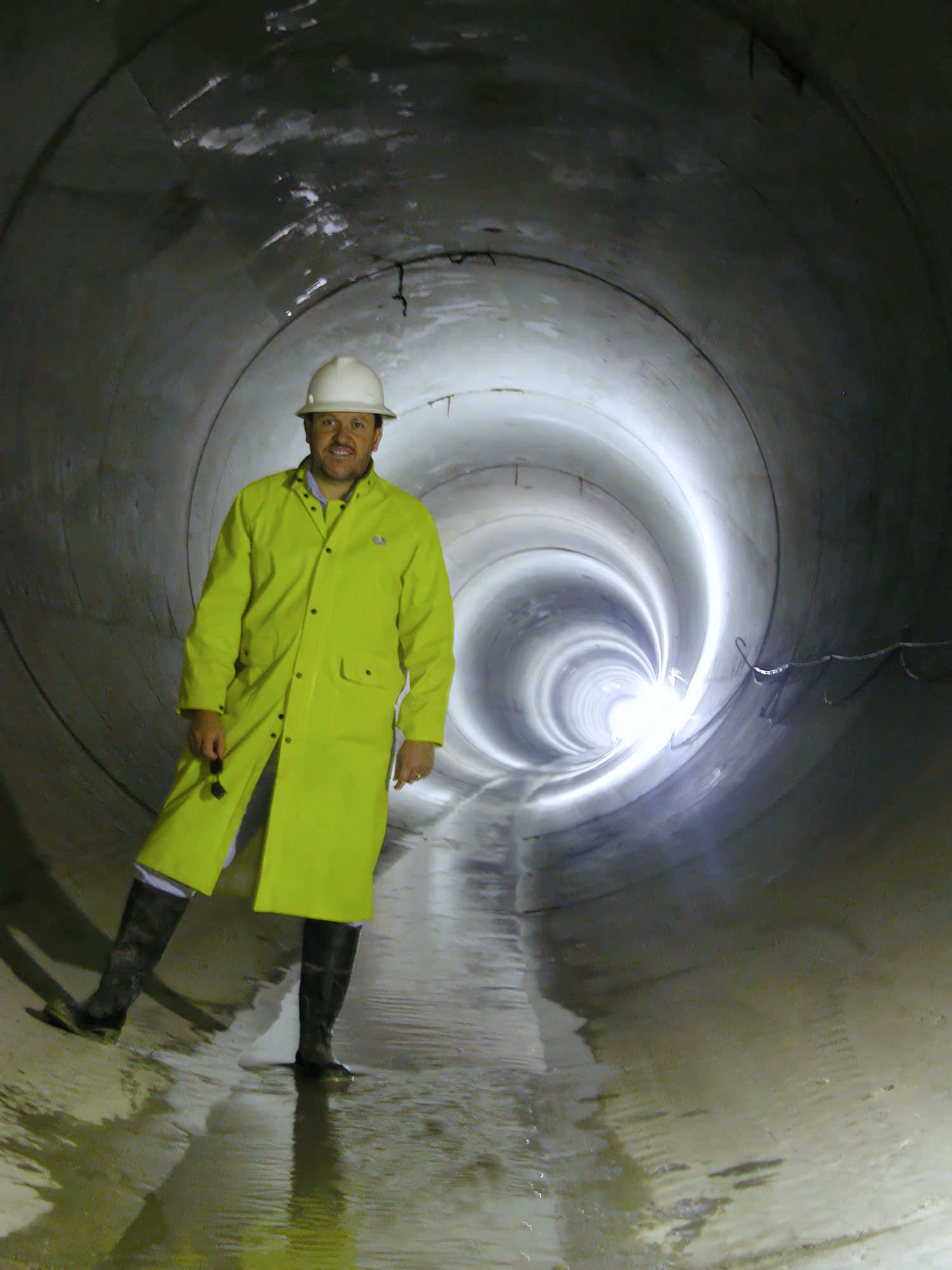 Garcia stands in one of the massive tunnels that was constructed as part of the Chicago Tunnel and Reservoir Plan.