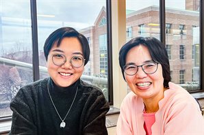 Graduate student Yuqing Mao (left) and professor Helen Nguyen (right).